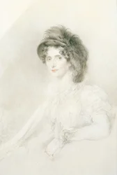 Portrait of Elizabeth, Duchess of Devonshire, Seated, Half-Length, Wearing a Large Feathered Hat