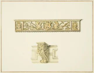 Frieze in 15 Broad Street and Bracket on house next to Guildhall