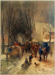Village Street in Winter