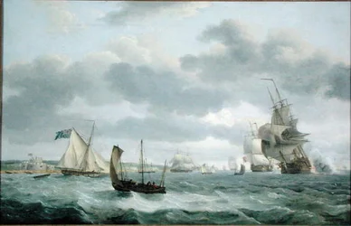 Men-of-War and Other Ships in a Breeze off Dover