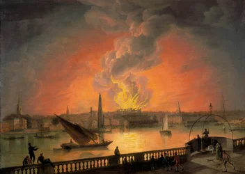 The Burning of Drury Lane Theatre from Westminster Bridge