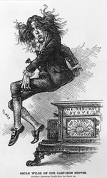 Oscar Wilde on our Cast-Iron Stoves. Another American Institution sat down on, illustration from Harpers Weekly
