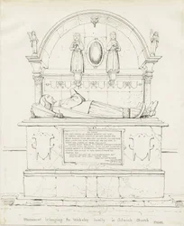 Colwich - Tomb of Robert Wolseley: pen and ink drawing