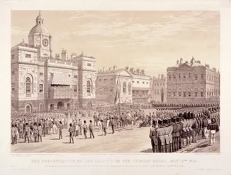 Presentation of the Crimean Medal by Queen Victoria to Colonel Sir Thomas Trowbridge, May 18th 1855