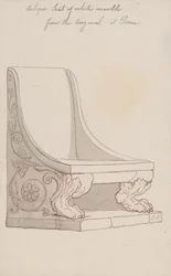 Antique Seat of White Marble, from the Original at Rome