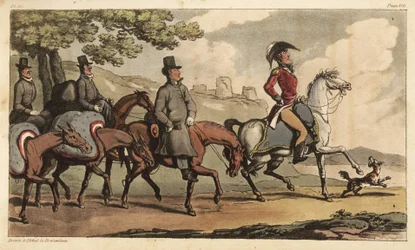 Captain Johnny Newcome and His Servants with Pack Horses on the Road to Santarem, Portugal