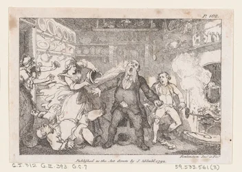Hostess Discharges a Pan of Blood into the Face of Parson Andrews, from The Adventures of..., 1792