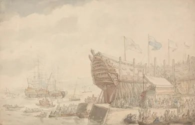 The Launching of H.M.S. Hibernia 1804
