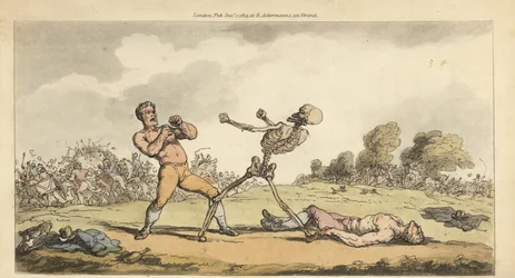 The Skeleton of Death Boxes with a Prize Fighter