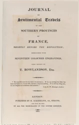 Title Page, from Journal of Sentimental Travels in the Southern Provinces of France
