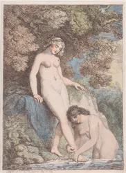 Two Nymphs Bathing, One Washing the Other