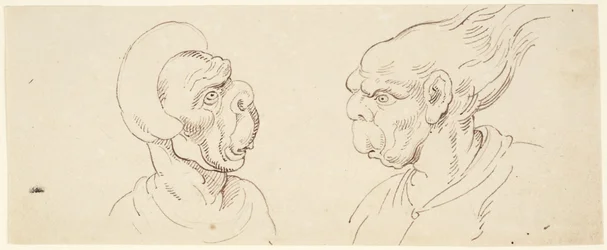 Two Caricatures: Male Heads