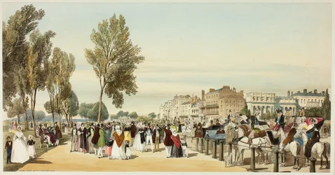Hyde Park Near Grosvenor Gate, plate sixteen from Original Views of London as It Is