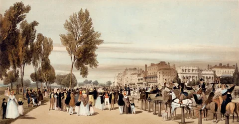Hyde Park, towards the Grosvenor Gate from 