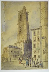 The Tower of Saint-Jacques before its clearing, in 1836
