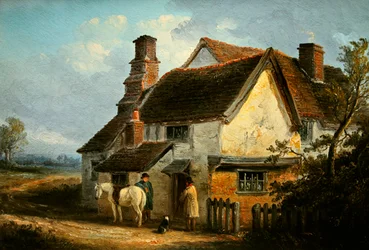 Two Warsowers Talking Outside a Cottage