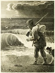 Robinson Crusoe Discovers the Print of a Man’s Foot from The Life and Strange Surprising Adventures of Robinson Crusoe, or York, Mariner by Daniel Defoe