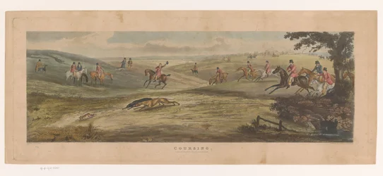 Two Greyhounds Hunting a Hare