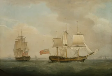A Merchantman in Two Positions off the South Coast