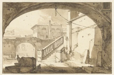 View through an Arch on an Italian Courtyard