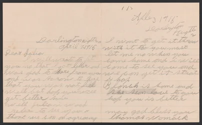 Letter from Thomas Womack to Julia Womack with Envelope