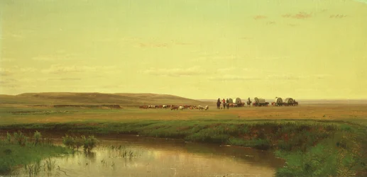 A Wagon Train on the Plains