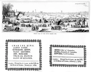 Frost Fair on the River Thames, and Specimens of Printing, February 1684, 1840