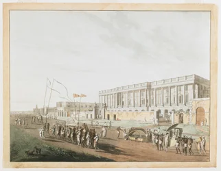 The New Court House and Chandpam Ghaut from the Views of Calcutta