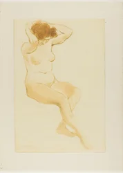 Woman Fixing Her Hair, Three-Quarter View