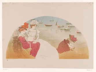 Two Women and a Child by the Sea