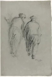 Two Men Working, Rear View