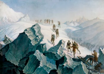 Descent of Horace Bénédict de Saussure, his son and guides down Mont Blanc, Aug. 1787
