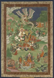 Thangka with Scenes from the Life of the Buddha