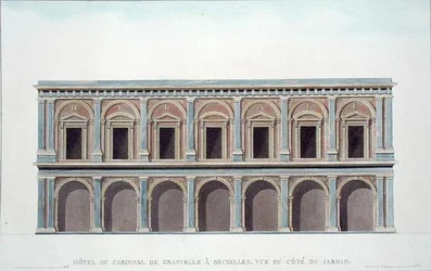 Residence of Cardinal de Granvelle, Brussels, View from the Garden, from Choix des Monuments, Edifices et Maisons les plus remarquables du Royaume des Pays-Bas by Pierre Jacques Goetghebuer, published 1827