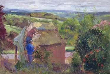 Thatching the Summer House, Lanhydrock House, Cornwall