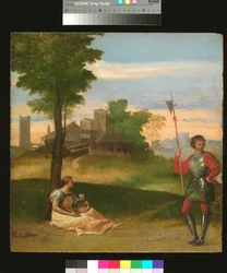 An Idyll: A Mother and a Halberdier in a Wooded Landscape