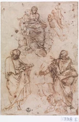 Madonna and Child Seated on Clouds with Saints, or Apostles