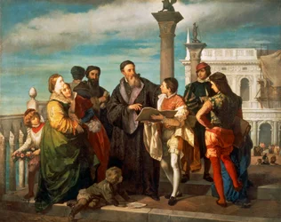 The Meeting Between Titian and young Veronese on Ponte della Paglia