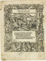 Moses and the Burning Bush (recto) and The Infant Moses Put into the River (verso) from Neue künstliche Figuren biblischer Historien, plate 55 from Woodcuts from Books of the XVI Century