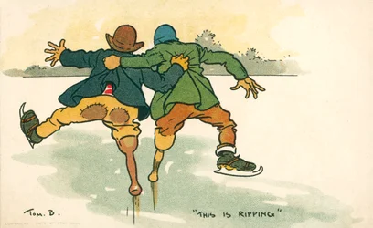 Men Ice Skating with Wooden Legs