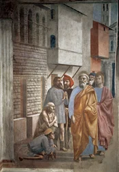 Saint Peter Healing the Sick with His Shadow - The shadow of Saint Peter heals the sick - fresco by Tommaso di ser Giovanni di Mone Cassai, known as Masaccio (1401-1428), 229,8 x 161,9 cm