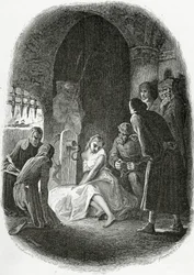 The interrogation of Esmeralda - illustration from Notre Dame de Paris, 19th Century