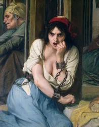 Philippe Pinel (1745-1826) releasing lunatics from their chains at the Salpêtrière asylum in Paris in 1795, 1886 (detail)