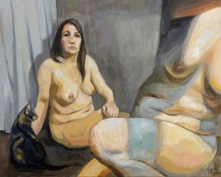 Nude Woman With Cat