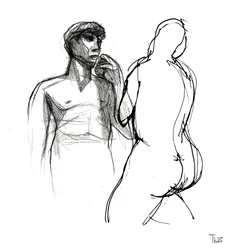 Pensive Man Ethereal Nude