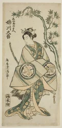 The Actor Anegawa Daikichi as Ayame no Mae in the play "Miyo no Hana Yunzei Kagami," performed at the Morita Theater in November 1760