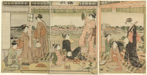 A Party Viewing the Moon Across the Sumida River