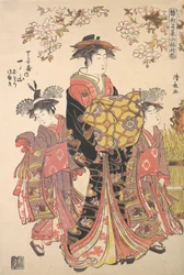 An Oiran Accompanied by Two Kamuro