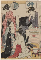 Entertainment on a Balcony by the Water at Nakasu, from the series 