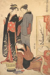 Two Women Standing, Holding a Child